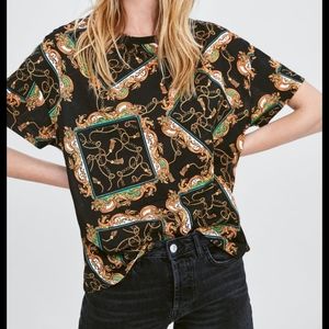 NWT Zara Frame Stamp Scarf Print Tee